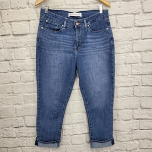 Levi's Mid Rise Medium Wash Cuffed Hem Denim Jeans Sz 10